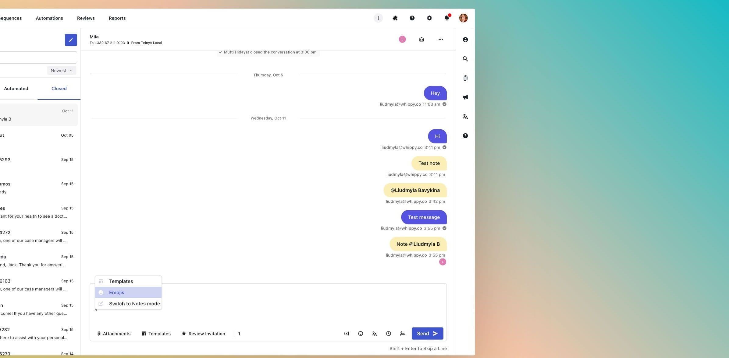 Message editor short cuts