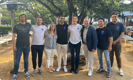 Whippy co-founders David Daneshgar and Jack Kennedy with the Whippy team and A+ Staffing President Jade Edwards, celebrating staffing tech success.
