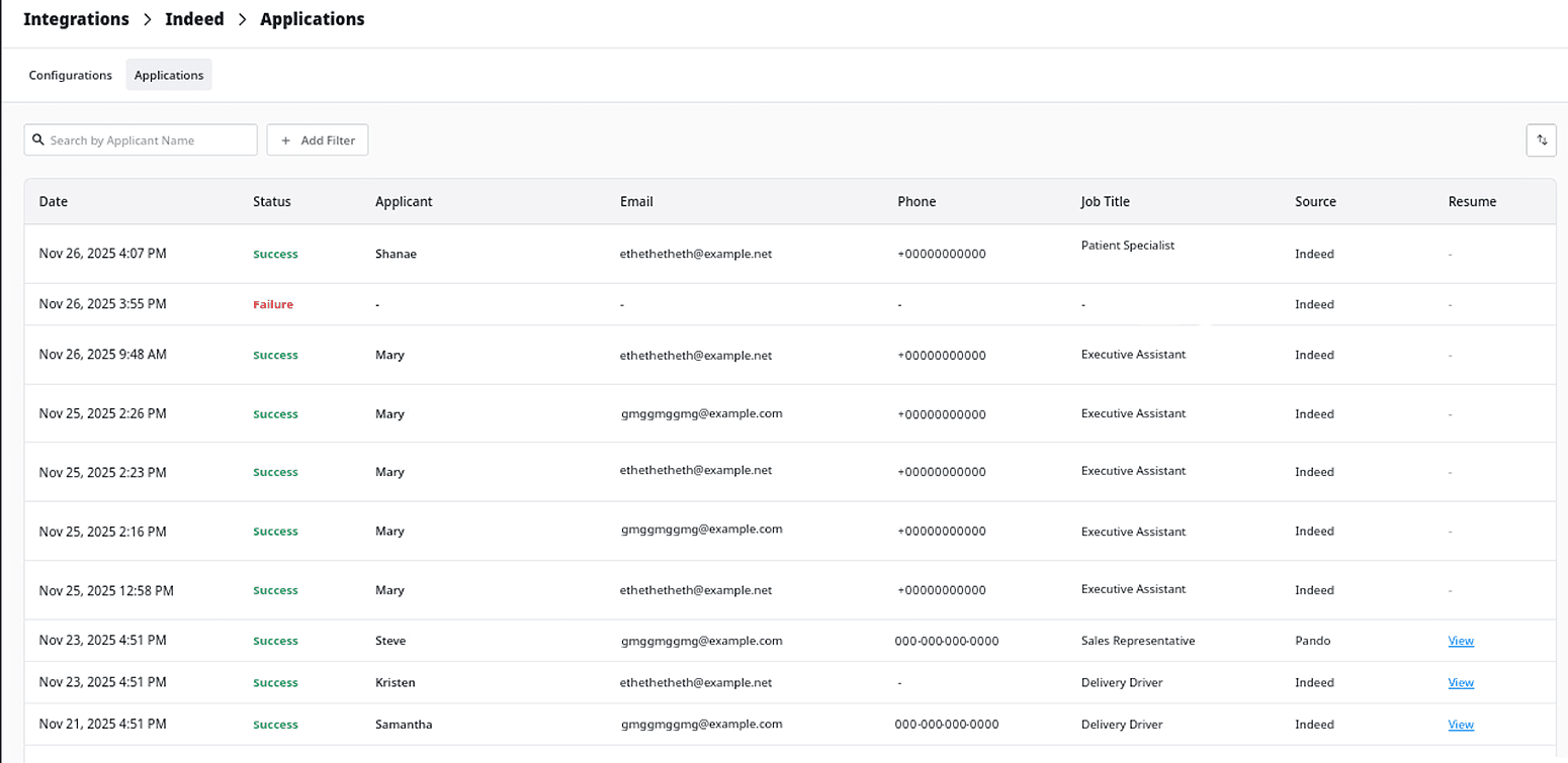 Job Board Applications Dashboard with Resume Access - Image