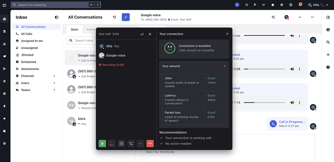 Added: Call Connection Quality Panel for VoIP Calls - Image